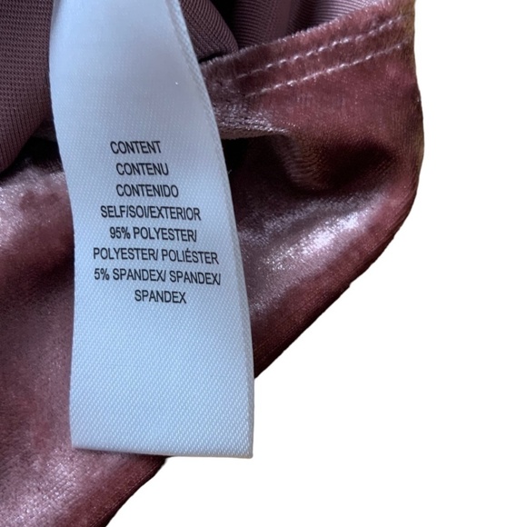 WAYF Dusty Rose Crushed Velvet Long Balloon Sleeve Bodysuit US Sz M - Picture 9 of 12